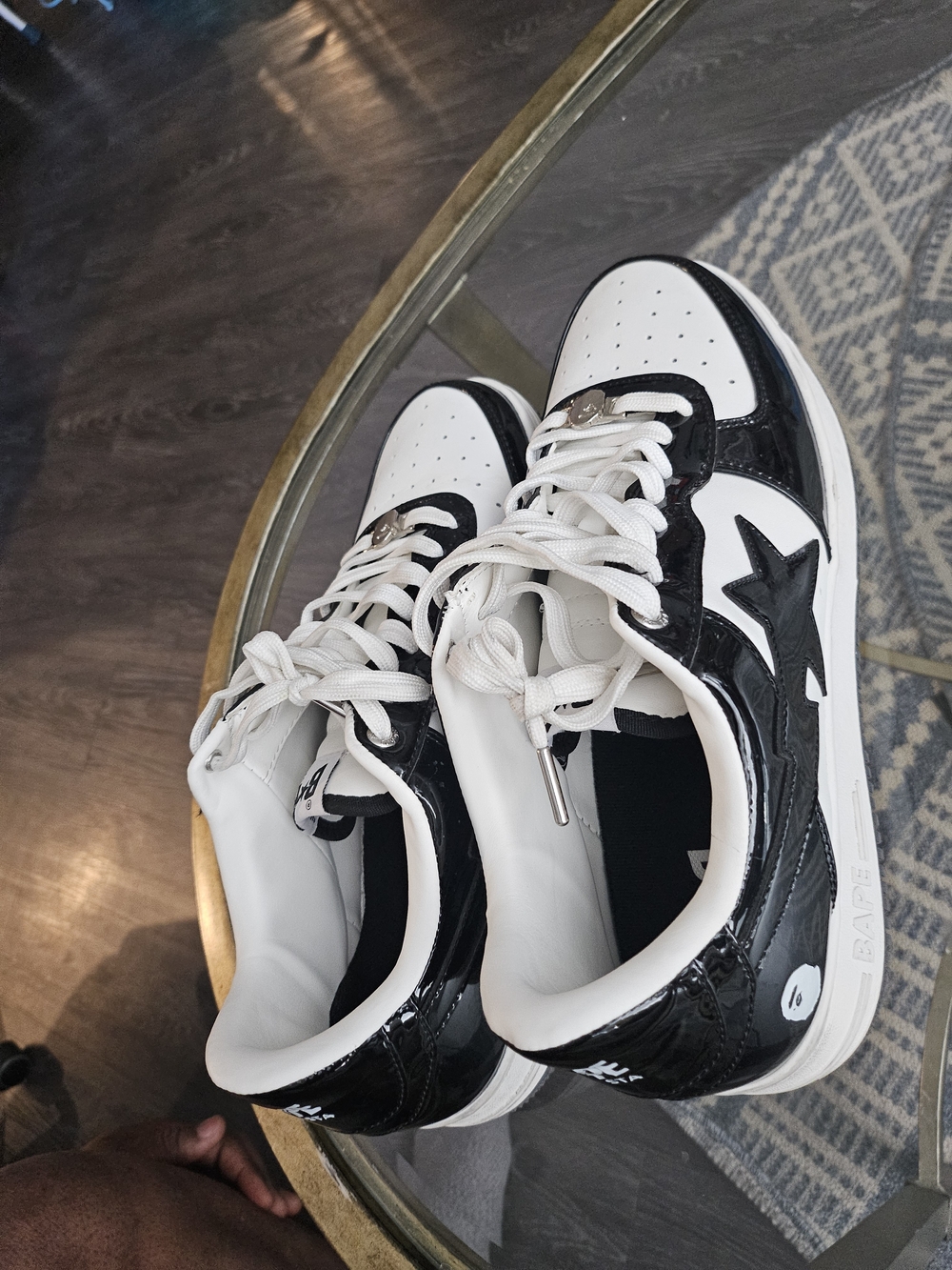 BAPE  Black & White Leather Low-Top Sneakers